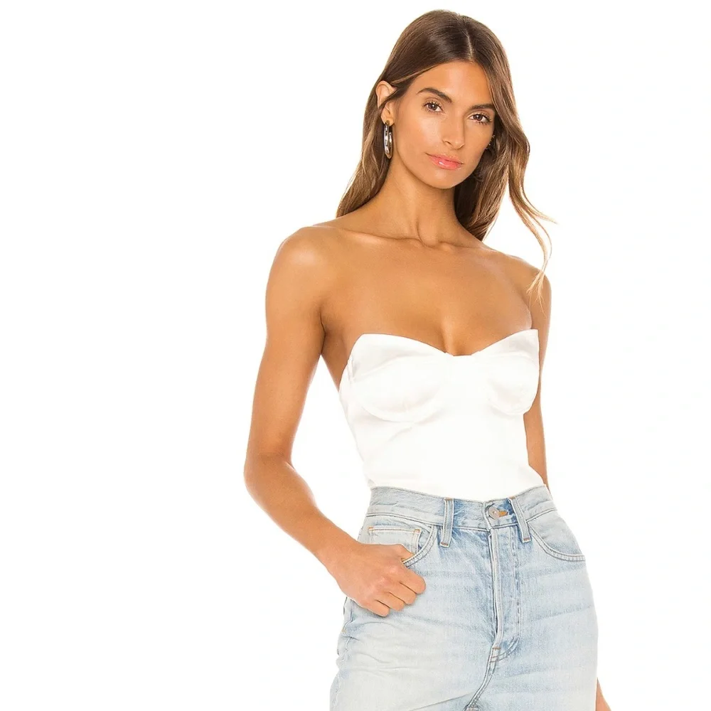 Revolve h:ours Tabitha Bodysuit in White - Picture 3 of 8